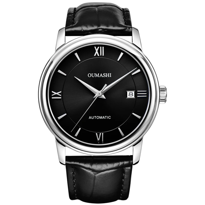 

date automatic mechanical watch watch men waterproof 316L Solid stainless steel Leather 40MM OMS1