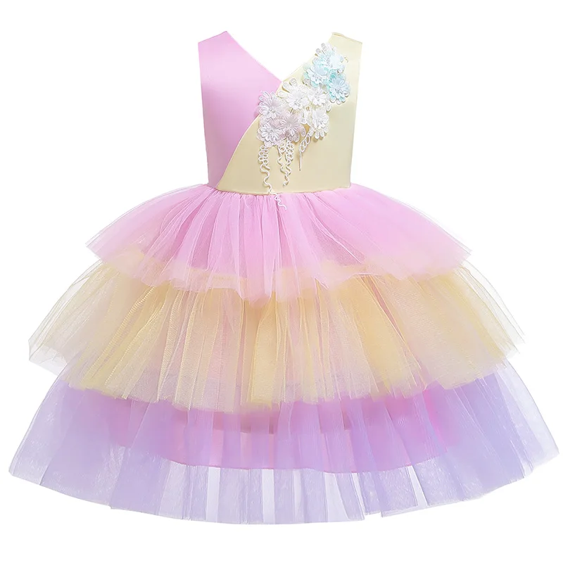 

New Summer Tutu Big Bow color Mesh cake dresses kids Dress for Girls 3-10 Yrs Birthday Party Christmas costume