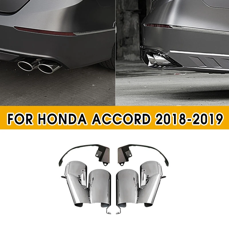 pcmos Hybrid Touring Quad Tip Muffler Exhaust Finisher For 2018-2019 Honda Accord Exterior Parts Chromium Styling Stickers New pcmos Hybrid Touring Quad Tip Muffler Exhaust Finisher For 2018-2019 Honda Accord Exterior Parts Chromium Styling Stickers New