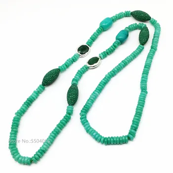 

New fashion free shipping 3x8mm Smooth Dyed Green Stone chalcedony jades Abacus Rondelle Beads Necklaces Rhinestone Women Jewels