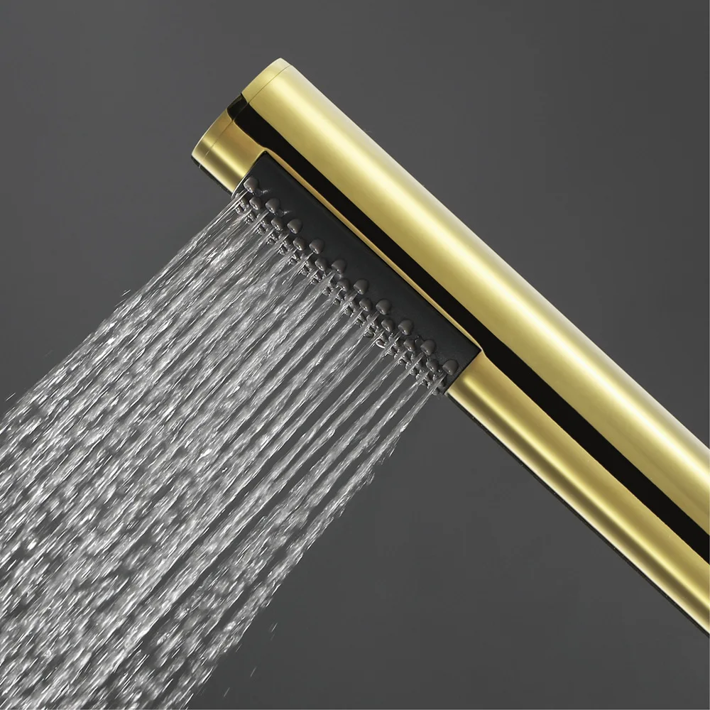 

Bathroom Accessories Bathroom Trash Shower Head Copper Circle Gold Hand-Held Shower Faucet HIHSPJ033-4