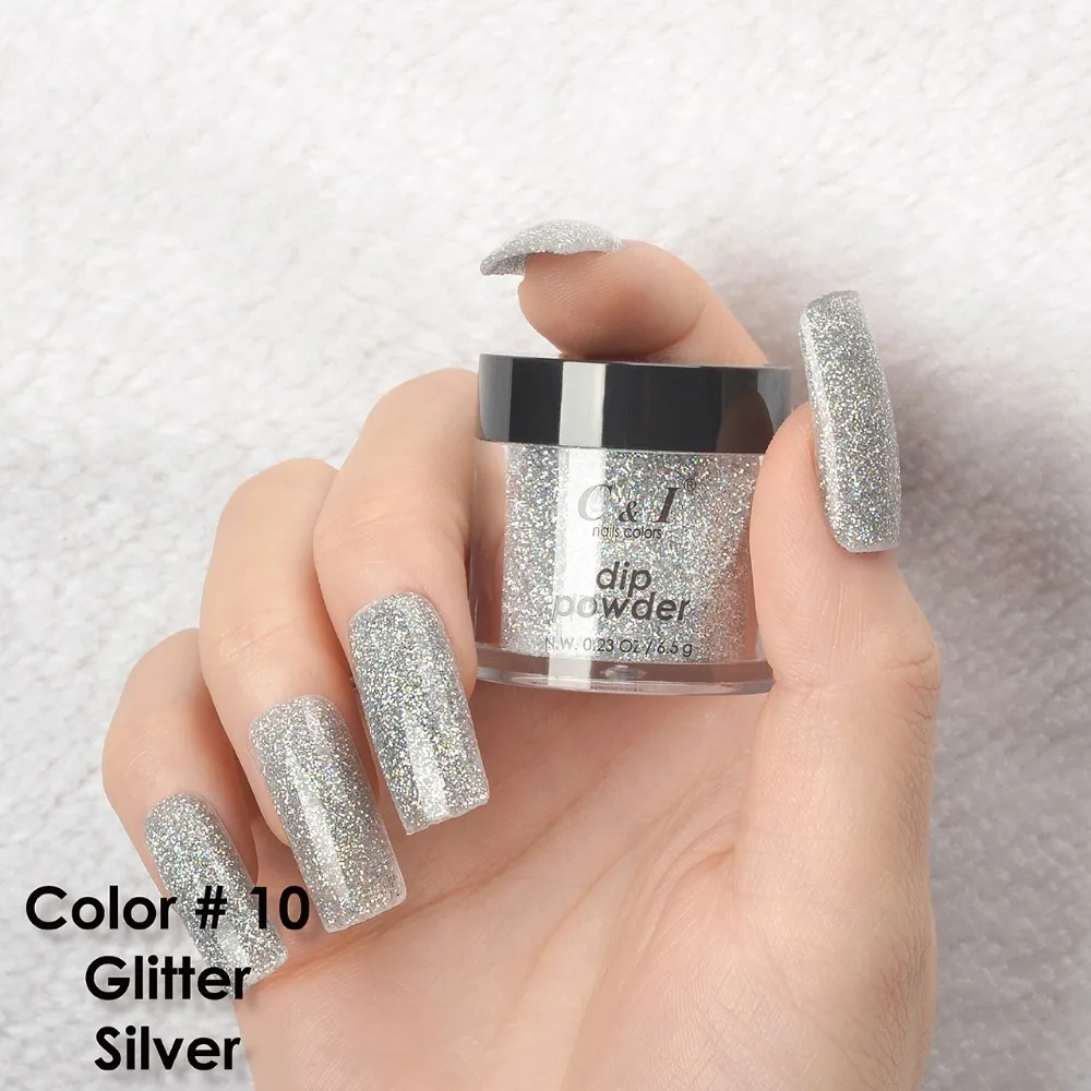 C&I Mini Dip Powder Color # 10 Glitter - Silver 2