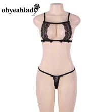 Ohyeahlady New Arrival Sexy Backless Lingerie Femme Seductive Lace Vogue Bra and Thong Set Delicate Hollow Ropa Interior RJ80428