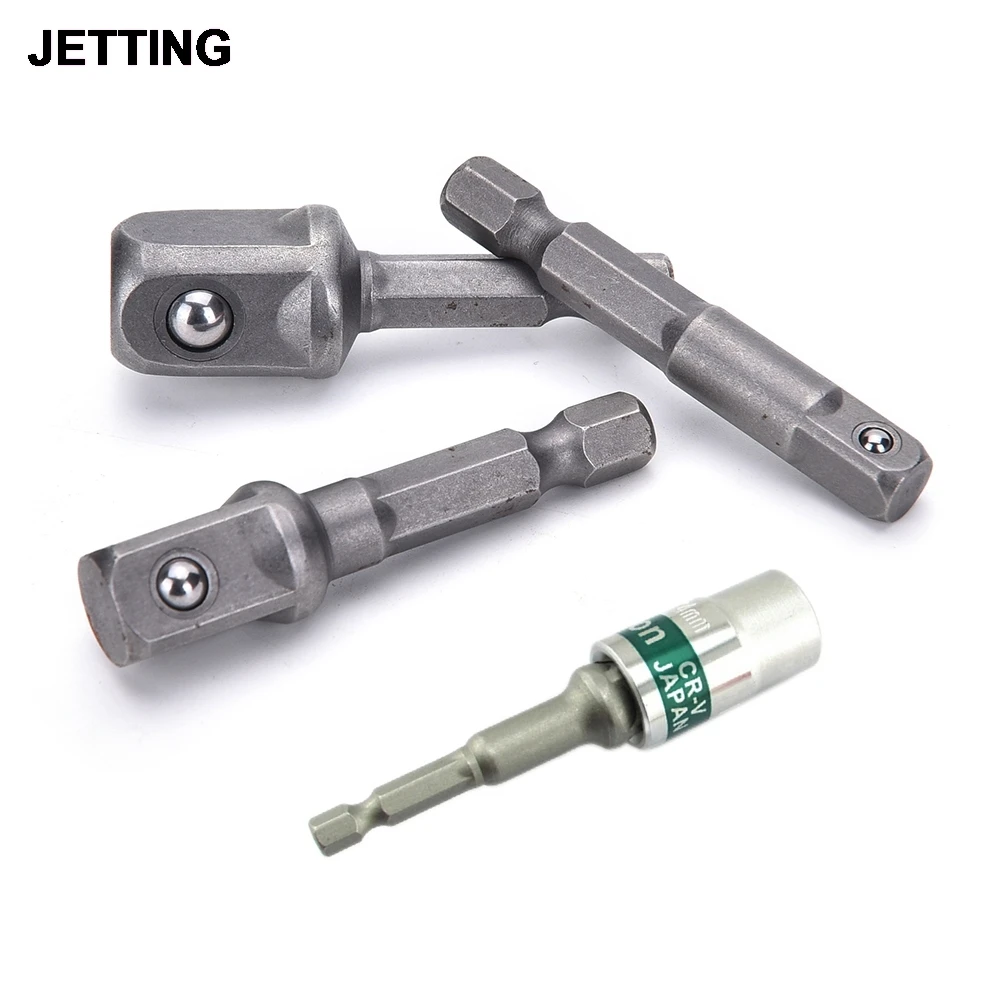 3Pcs/set Chrome Vanadium Steel Socket Adapter Set Hex Shank to 1/4" 3/8" 1/2" Extension Drill Bits Bar Bit Power Tools |