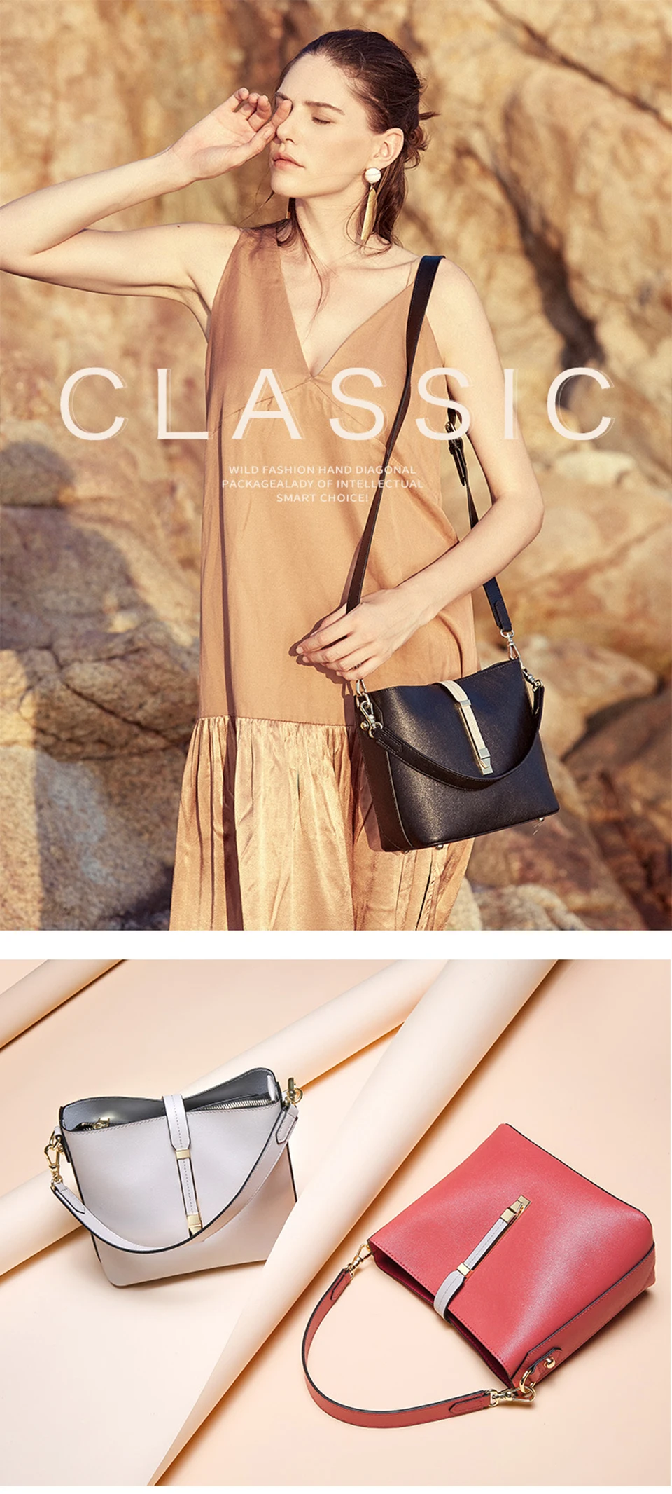 VELALISCIO Crossbody Bag new leather handbags wild bucket bag shoulder Messenger bag fashion bucket ladies bag