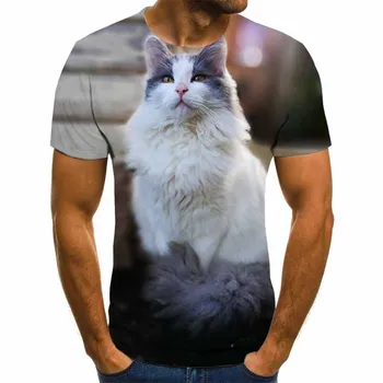 

2020 new Fashion 3D Animal Pet Cat Print T Shirt for mens Harajuku Style Top Tees O-Neck Short Sleeve T-shirt cool