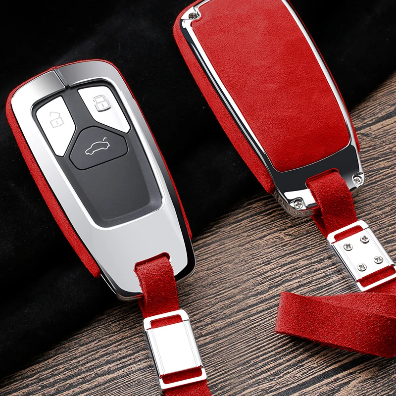

Flip fur Leather shell Car Key Case Keychain for Audi A4 new A4L A5 A6L QT S5 S7 Q7 TTS Key Styling Car Accessories Protection