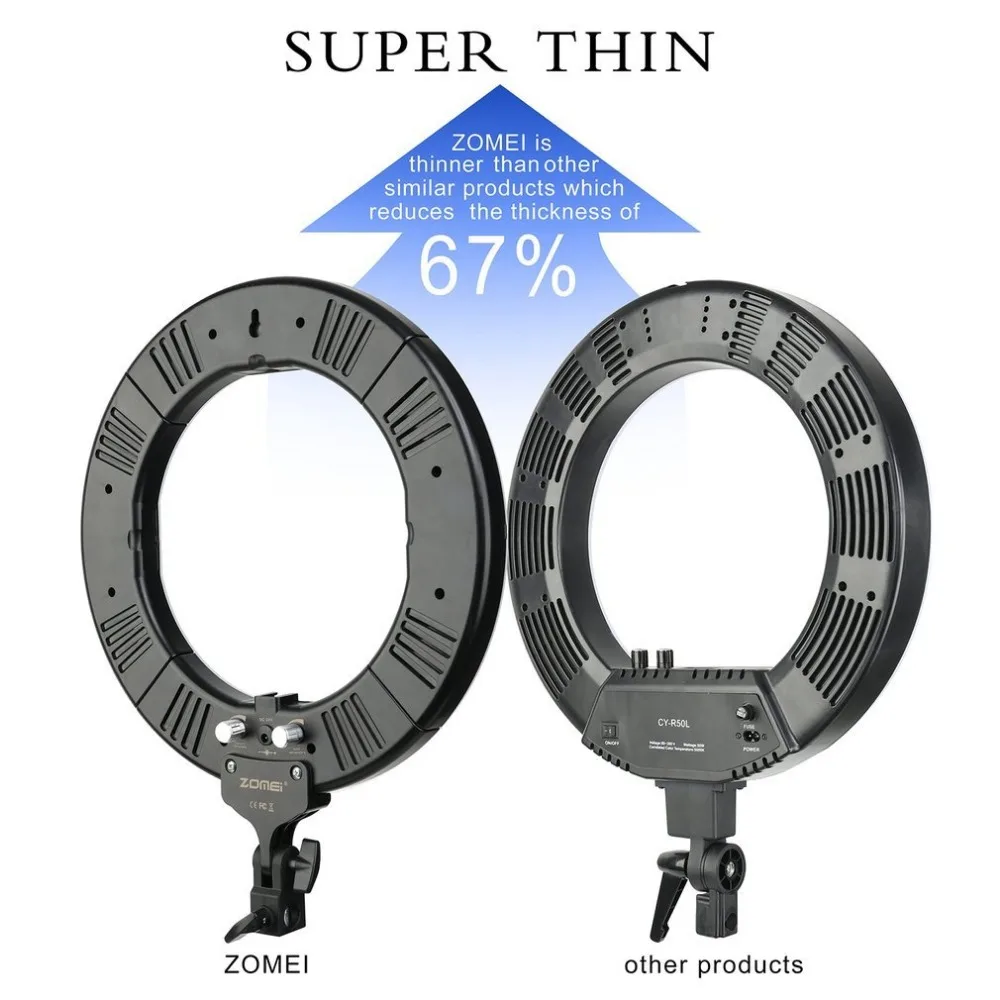 ZOMEI светильник для фотографии ing 14 дюймов 18 дюймов видео фото студия комплект светодиодный светильник-кольцо для профессиональной камеры 5500K ЕС вилка с держателем