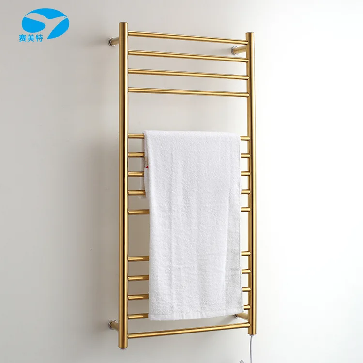 

Cross Border Fever Towel Storage Shelf Stainless Steel Toilet Bathroom Rack Gold Heating Towel Bar Manufacturers Direct Selling