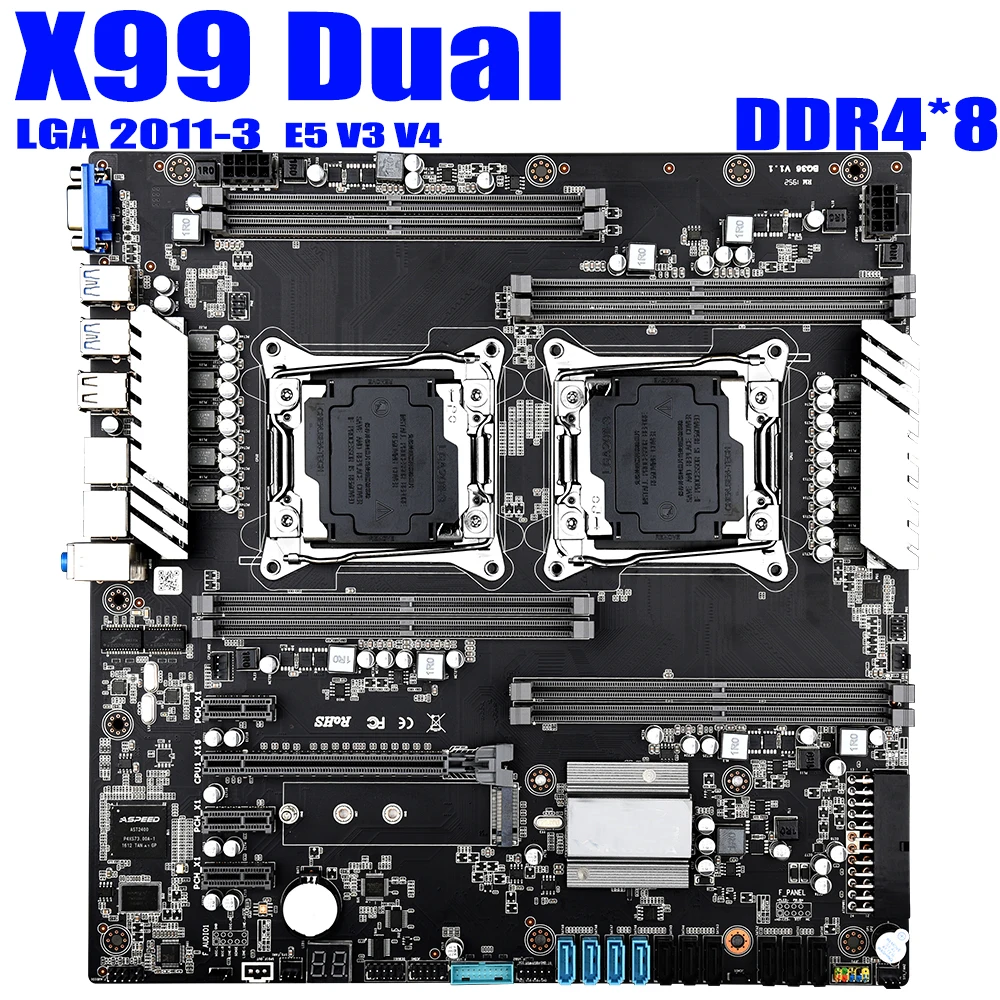 Комплект материнской платы X99 с 2 процессорами Xeon E5 2680 V3 ЦП 4 шт. × 32 ГБ = 128 2400 МГц DDR4