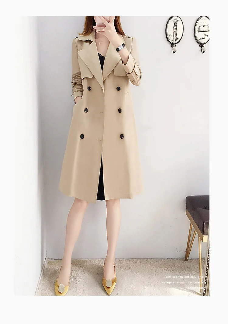 Модное зимнее длинное теплое пальто, Женский Тренч, Осеннее тонкое, офисное, однотонное, полное, sobretudo feminino#4