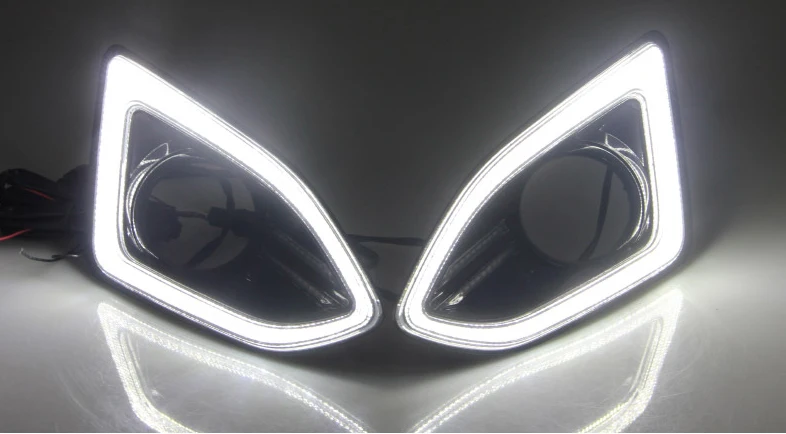 2 шт. светодиодный светильник дневного света для Ford Edge- DRL12V водонепроницаемый желтый siganl противотуманная фара с отверстием для противотуманной фары - Цвет: only white