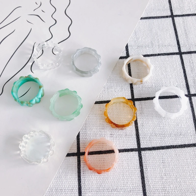 

DIY jewelry accessories fresh and transparent blooming jelly color outer ring wavy ring jewelry accessories materials