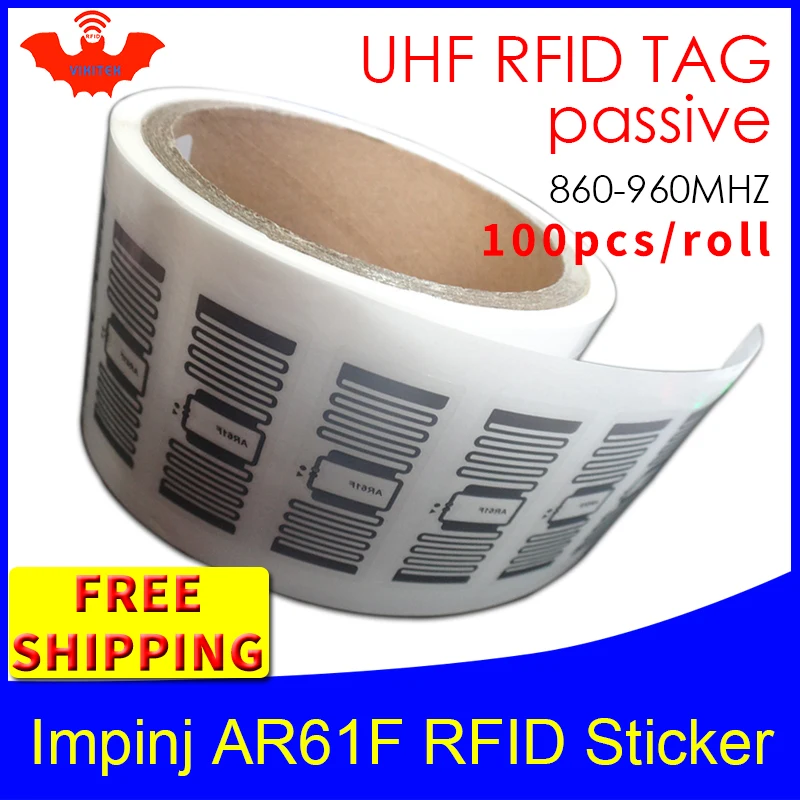 

UHF RFID tag EPC 6C sticker impinj MonzaR6 AR61F wet inlay 915mhz868m860-960MHZ 100pcs free shipping adhesive passive RFID label