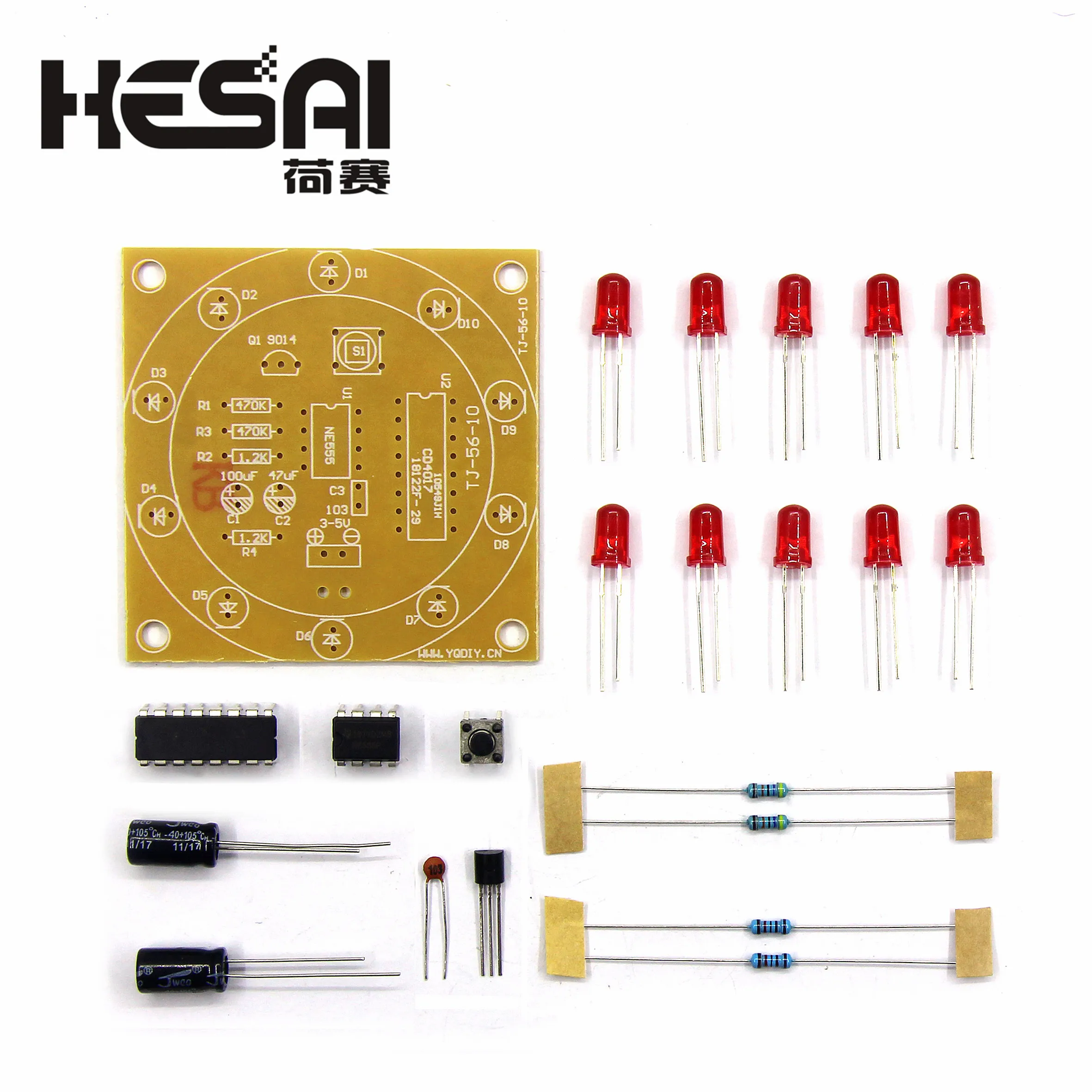 Набор электронных компонентов Lucky Rotary Kit Fortune CD4017 NE555 для творчества круглые