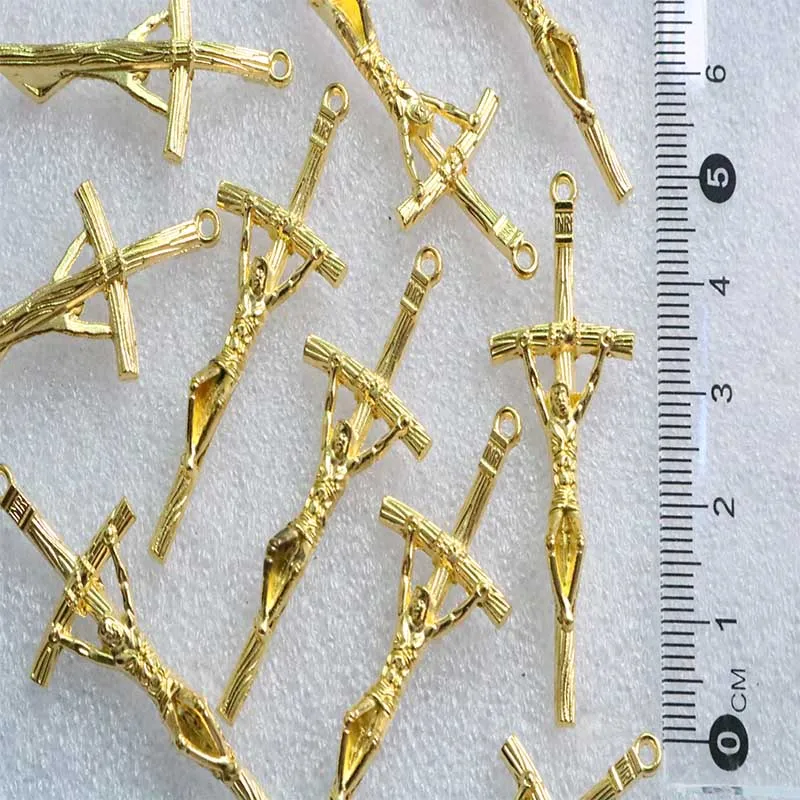 rosary gold handmade metal cross gold 
