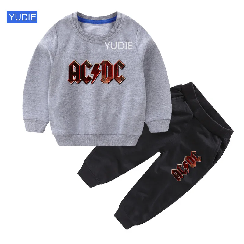 

Boys Girls ACDC Cartoon Sweatshirt Tops Pants Outfits 2pcs Set 2020 Kids Spring Long-sleeved Sweatshirt acdc Children's Sets