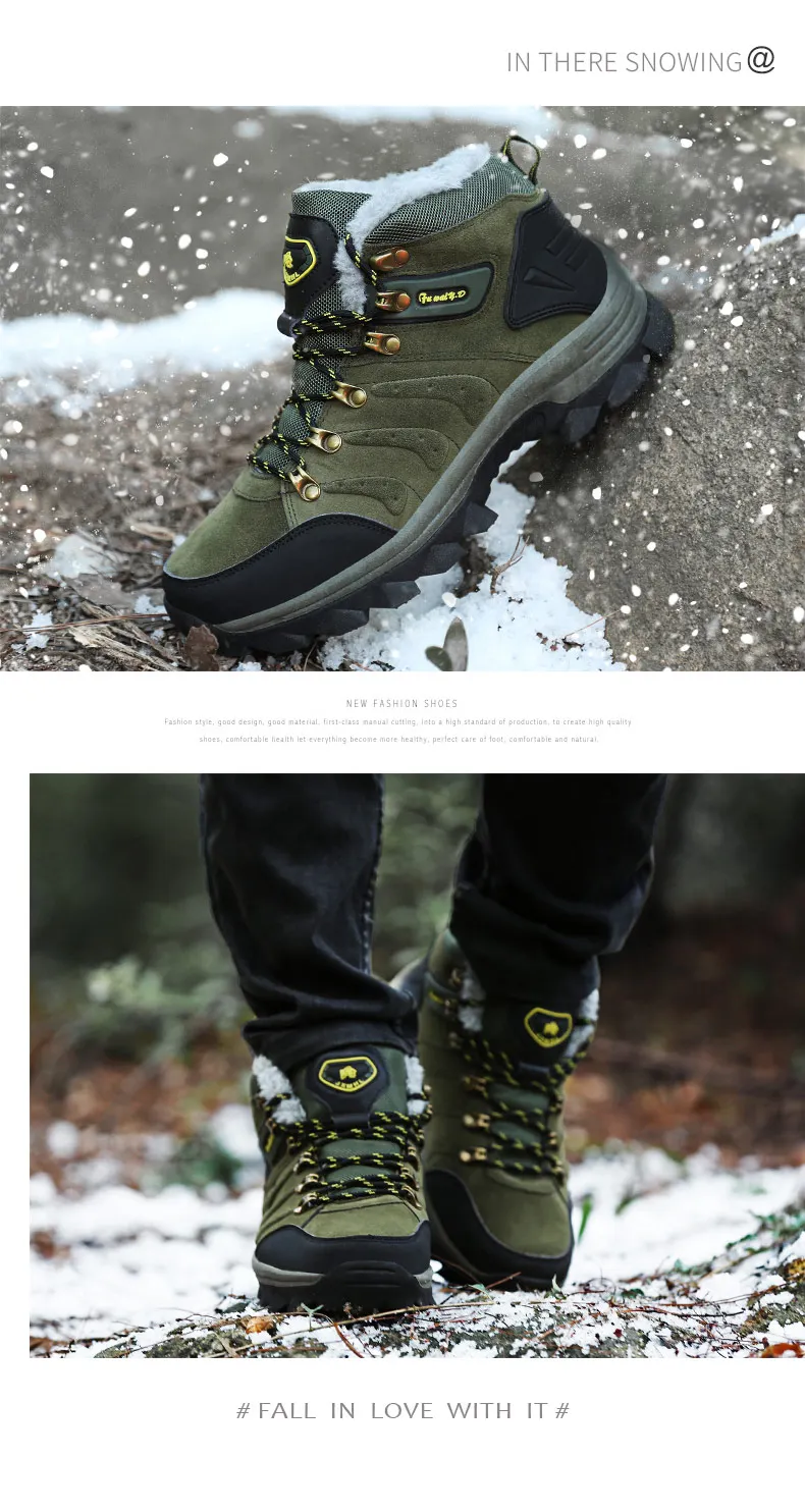 Hot Sale Winter Men Boots Footwear Male Breathable Snow Boots Fur Warm Non Slip Casual Men Shoes Outdoor Working Fashion