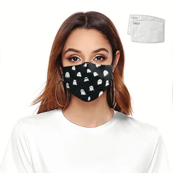 

Cute Face Mask Washable Halloween Print Mask Mouth Caps pm2.5 Filter Replaceable Reusable Face Protective Mask Fabric Men Women