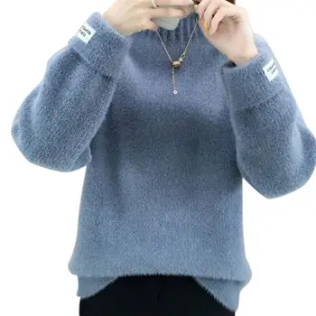 

Knitted Warm Tops Winter Thick Women Turtleneck Sweaters Long Sleeve Casual Solid Color Slim Simple Bottoming Pullovers