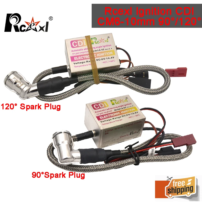 Rcexl ignição cdi CM6-10mm 90 ou 120 graus vela de ignição dle gás motor a gasolina para dle20/dle30/dle55/crrcpro gp26r/gp50r/dle20ra