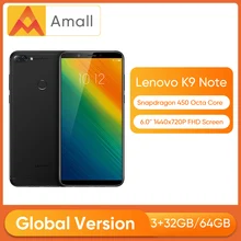 Глобальная версия lenovo K9 Note 3 GB 32 GB 64 GB 6 ''Смартфон Snapdragon 450 Восьмиядерный 16MP камера 3760 мА батарея мобильного телефона