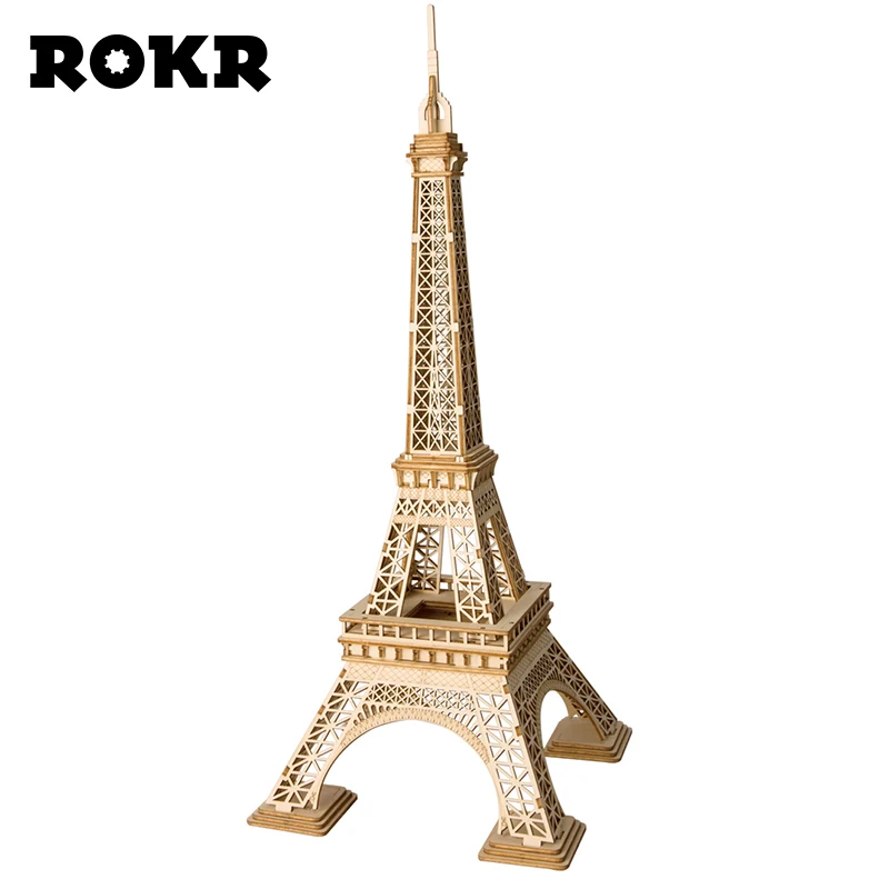 

ROKR DIY 3D Wooden Puzzle Eiffel Tower Assembly Model Wood Craft Kits Desk Decor Toys for Children TG501 Drop Shipping Wholesale