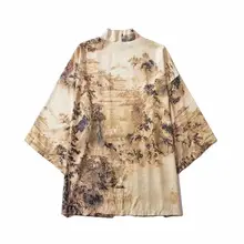 Yukata, женское традиционное японское кимоно, Harajuku, пара кимоно, кардиган для мужчин, Пляжная свободная тонкая рубашка, Солнцезащитная рубашка
