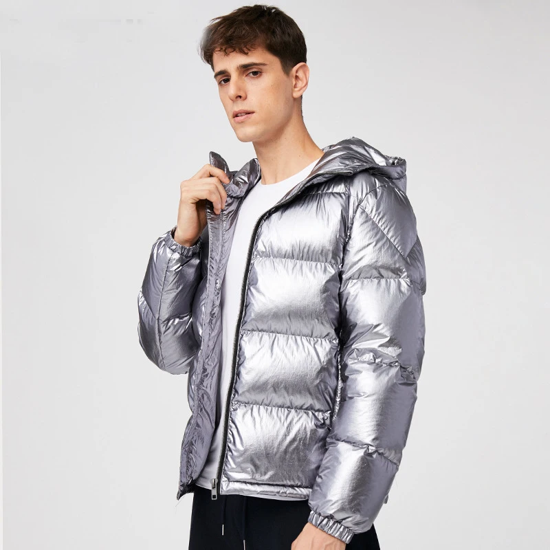 

2019 new mens winter short down jacket hooded original design bright bread coat casual waterproof outerwear
