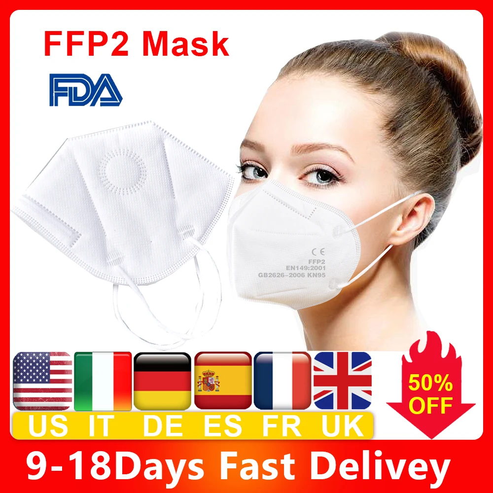 

20 PCS FFP2 KN95 Mask 4 Layers Disposable Face Mask Soft & Breathable Non-woven Fabric Safety Masks for Dust Particles Pollution