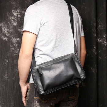 

Full Grain Cow Leather Messenger Bag For Men Large Capacity Genuine Leather Shoulder Bag Soft Leather Crossbody Bag