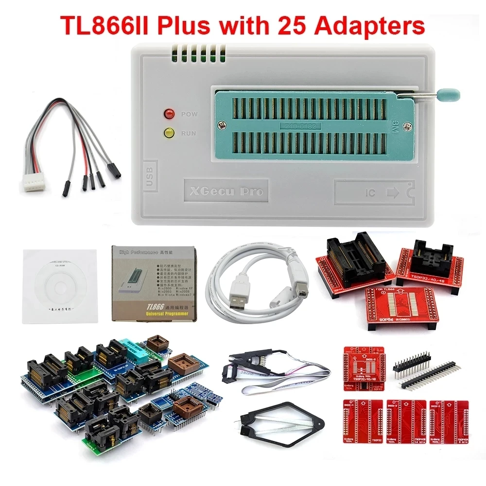 SOP8 IC Clip High Speed Flash EPROM Programmer TL866II Plus V9.16 17 Adapters
