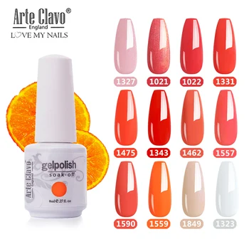 

Arte Clavo Gel Polish Base 8ml Orange Color Set Gellack Varnish LED Nail Manicure Gel Paint Nail Art DIY Design Glitter Nail Gel