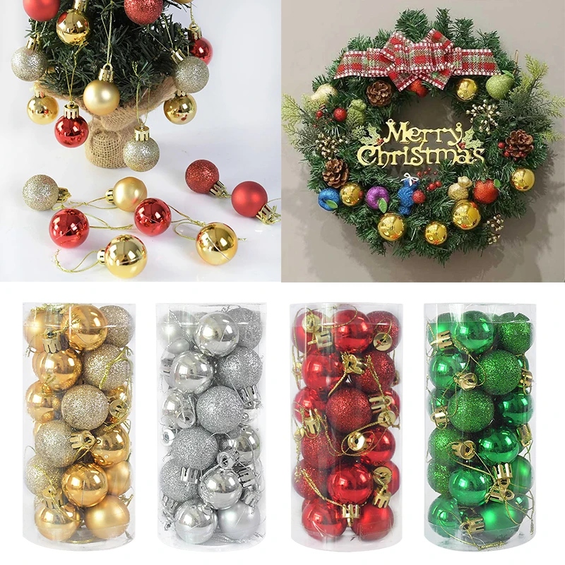 Bolas Navidad 3cm 24 para decoración del hogar, adorno colgante para árbol de Navidad, suministros para fiestas de Año Nuevo| Adornos de bolas| - AliExpress