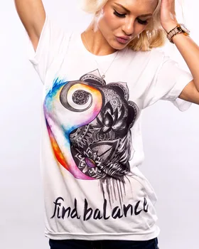 

2020 Summer Casual Women Short Sleeves White T-shirts Find Balance Tops Fashion Sexy O-neck Harajuku Female Ladies T-Shirt