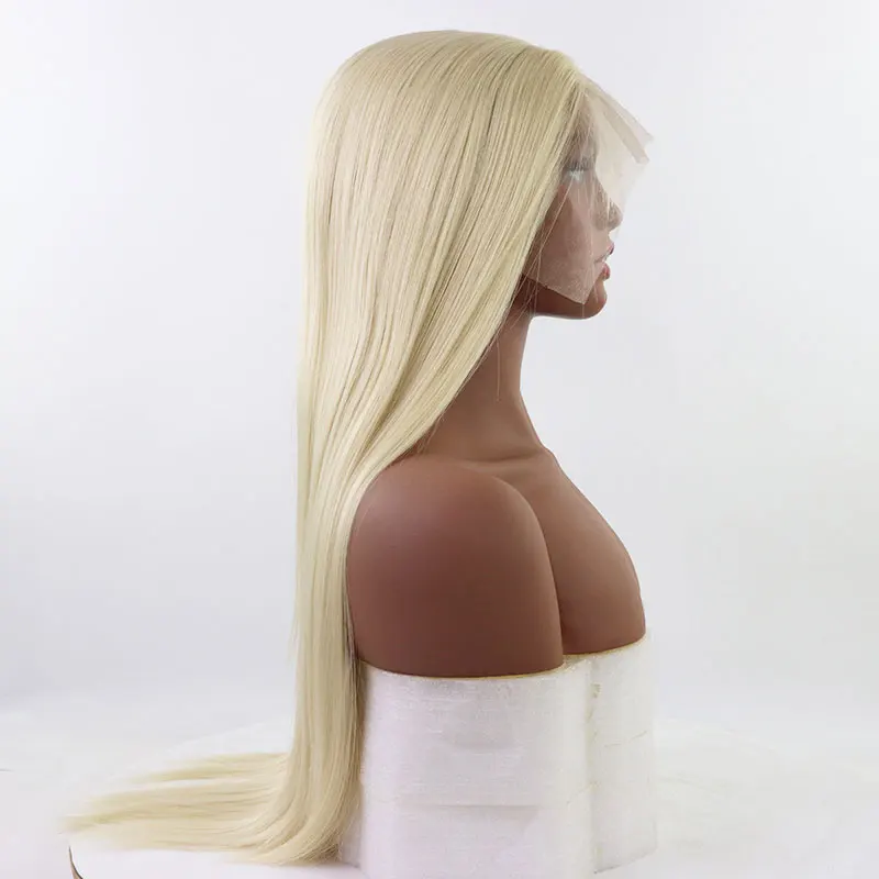 Bombshell мед белый синтетический парик фронта шнурка шелковистые прямые термостойкие волокна волос безклеевой натуральный волос для женщин парики