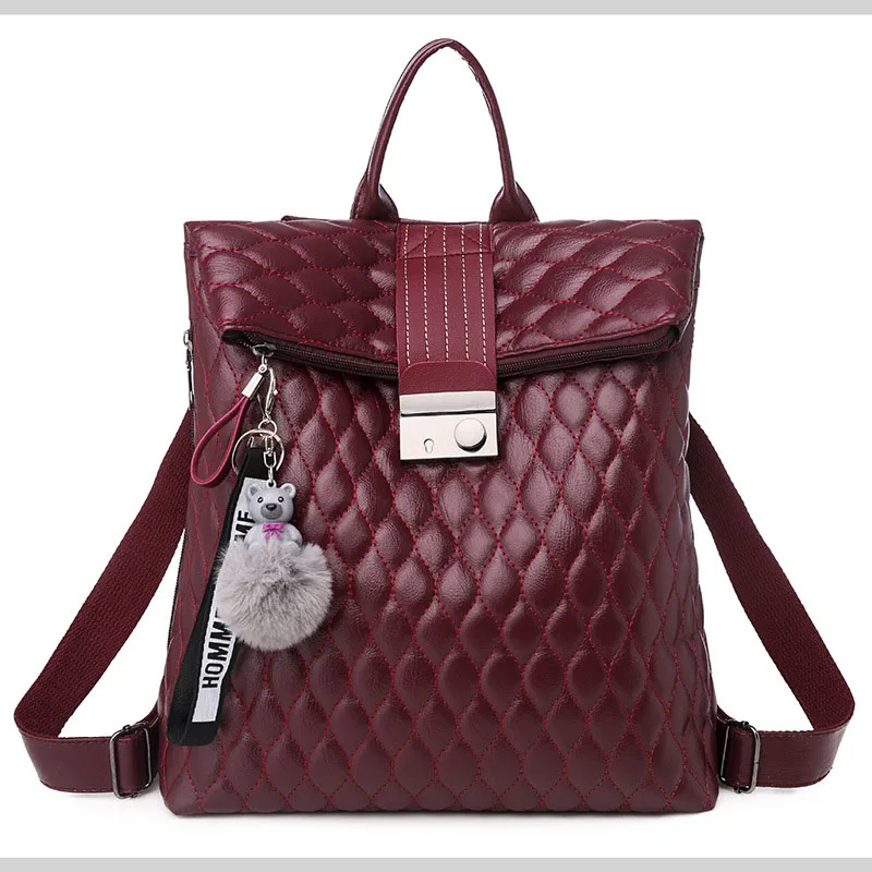

PB1046 Backpack Women PU Leather Shoulder Bag For Teenage Girls Kids Multi-Function Small Bagpack Female Ladies School Backpack