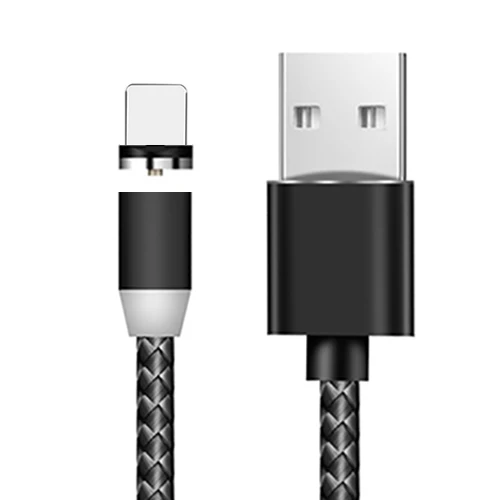 PUJIMAX 1 м светодиодный магнитный usb-кабель для iPhone Xs 6 и USB type C кабель и Micro usb нейлоновый Плетеный для samsung Xiaomi huawei USB C - Color: Black for APPLE