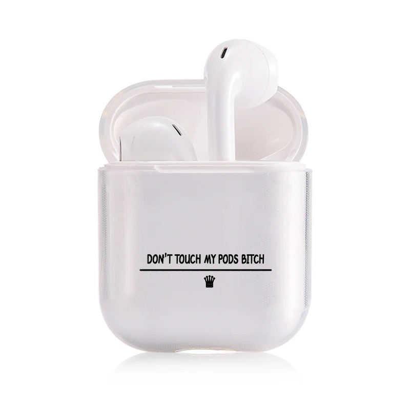 Предупреждение английские слова Мягкий силиконовый чехол для Apple Airpods 1/2 чехол Прозрачный Bluetooth беспроводные наушники коробка для наушников Чехол - Цвет: I300018