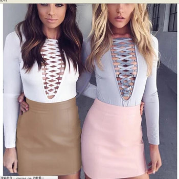 

2019 New Arrival Summer Women PU Leather Pencil Skirts High Waist Mini Short Skirt Stretch Party Vestidos