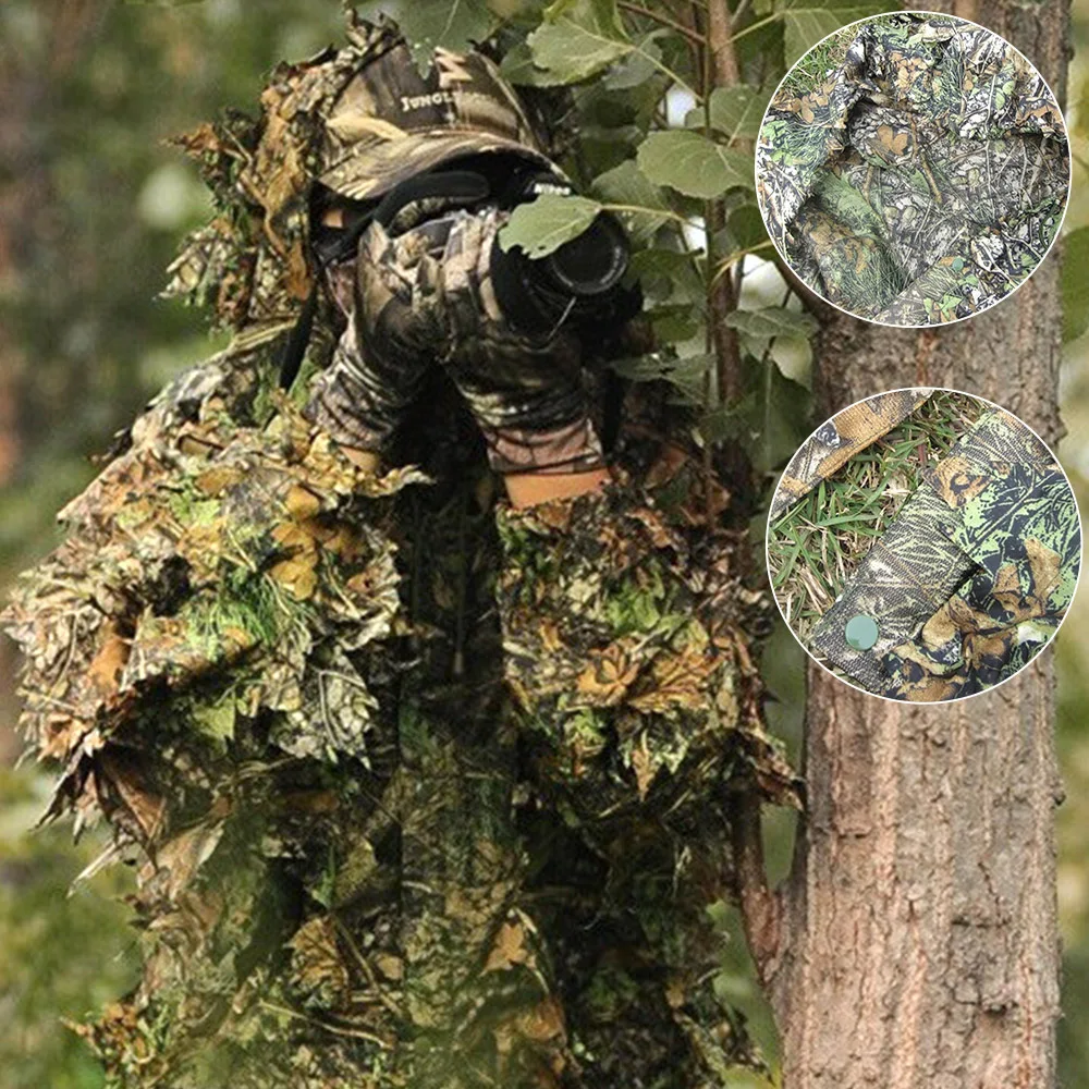 3D Camouflage Hunting Clothing CS Leafy Game Season Shooter Ghillie Suit Woodland Camo Hunting Deer Stalking Leaf