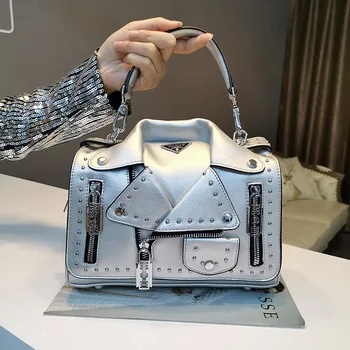 

Bags for Women 2020 Clothes Rivet Design Shoulder Messenger Bag Fashion Bright Handbag Female Bolsas Feminina Sac A Main Femme