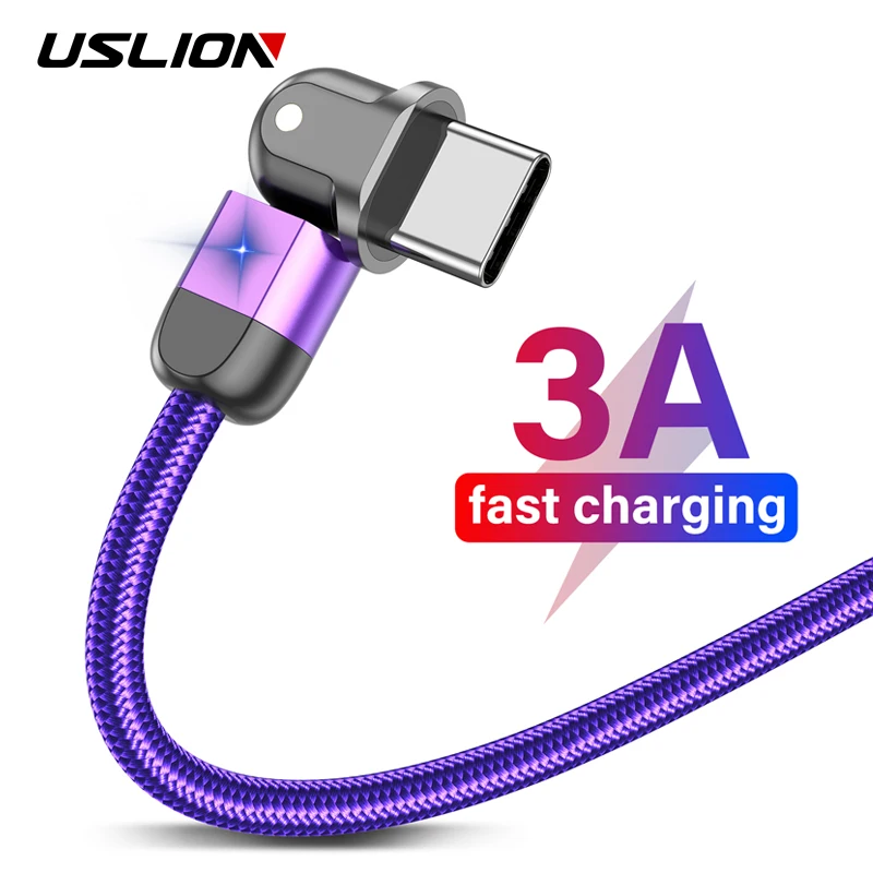 USLION USB Type C кабель для передачи данных 3A Быстрая зарядка провод для Samsung S10 S9 S8 Huawei 90 °/180 ° вращающийся USB C Мобильный телефон шнур для передачи данных|Кабели для мобильных телефонов| | АлиЭкспресс