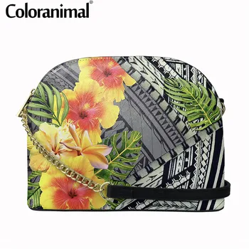 

2020 Women PU Leather Crossbody Bag Tribal Design Polynesian Plumeria Printed Shoulder Bag Casual Mini Messenger Bag Hot Sale