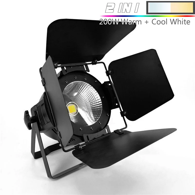 200W Cool-Warm White Алюминиевый сплав светодиодный Par C0B 200 Вт теплый белый с дверцами сарая освещение светодиодный Blinder зрители Blinder Audience Studio Blinder - Цвет: 200W Cool-Warm White