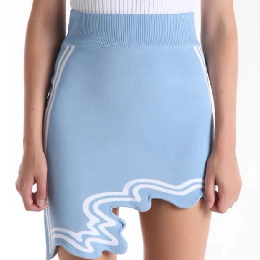 Asymmetrical Wavy Hem Knit Top Skirt