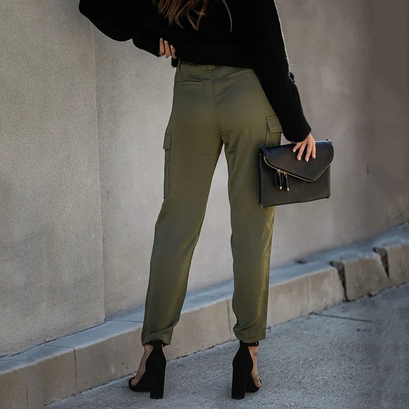 Spring Big Pockets Cargo Pants Women High Waist Loose Streetwear Pants Casual Tactical Trouser Hip Hop High Quality Pants 2020