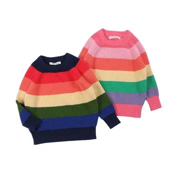 

MILANCEL kids clothing rainbow style knit pullover o neck sweater for boys warm girls sweaters
