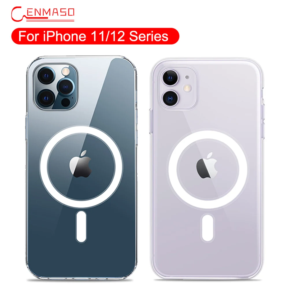 

Cenmaso Original Clear Phone Case For iPhone 12 Pro Max 11 12 Mini Case Magnetic Safe Wireless Charging Luxury Transparent Cover