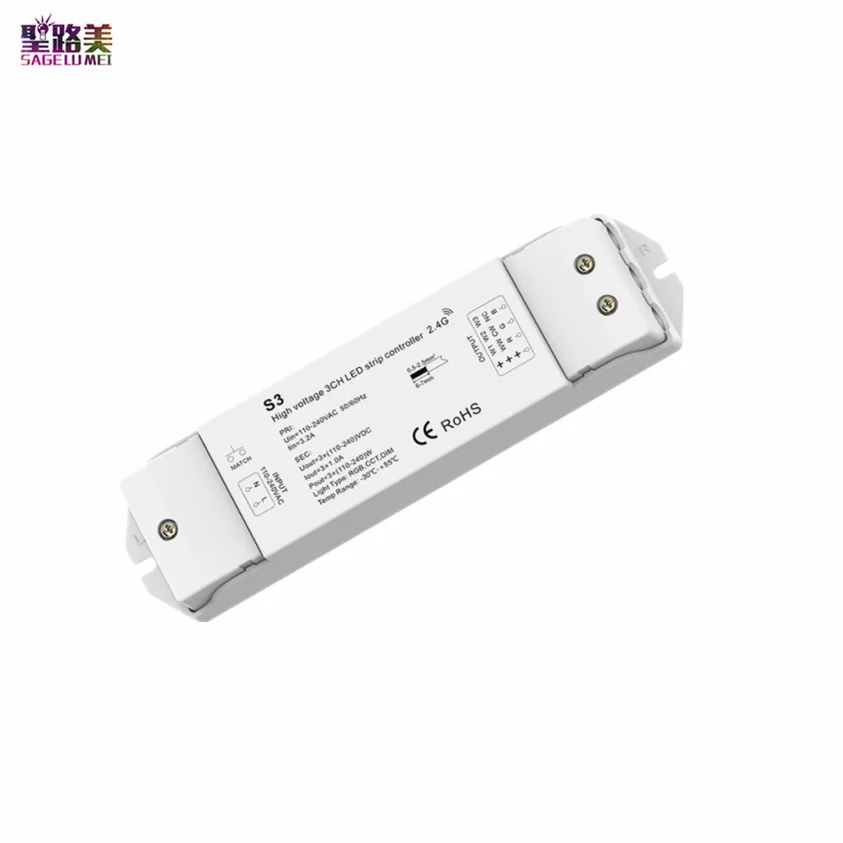 

AC110V-240V 220V Светодиодные ленты RGB Управление; 2,4 г RF пульт дистанционного управления Беспроводной Управление 3CH диммер контроллер для RGB CCT одиночный Цвет Светодиодные ленты лента